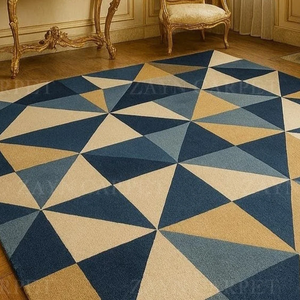 Alfombra Decorativa de Lujo con Diseño Geométrico de Triángulos, Alfombra de Lana Natural para Interiores, Decoración del Hogar, Mejor Precio, Alfombra Moderna de Lana - Product Image 3