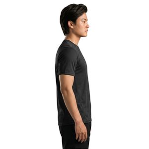 T-shirt Dry-X noir pour homme, léger, respirant, évacuant l'humidité, col rond, manches courtes, fitness, gym, entraînement, vêtements de sport - Product Image 4