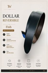 Italian Genuine <b>Leather</b> <b>Reversible</b> <b>Belt</b> for Men, Formal Business Dress <b>Belt</b> with Rotatable Buckle, Black & Brown - Product Image 3