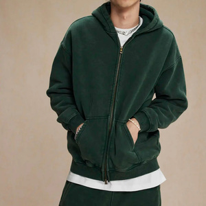 OEM Winter Hooded Casual Acid Wash Tracksuit Oversized <b>Distressed</b> Heavyweight Best Quality Zip up for Men & Women - Product Image 6