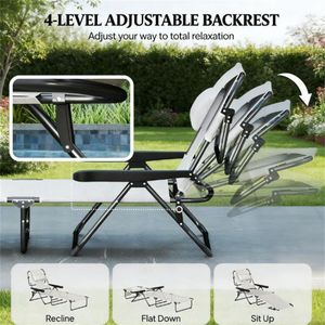 Silla Plegable de Playa Color Crema, Silla de Sol para Exteriores para Relajarse - Product Image 2