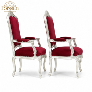 Sedie Nuziali in Stile <span class=keywords><strong>Barocco</strong></span> Francese, Velluto Rosso con Struttura <span class=keywords><strong>Argento</strong></span>, Poltrone per Sposi per Hotel, Banchetti ed Eventi - Product Image 5