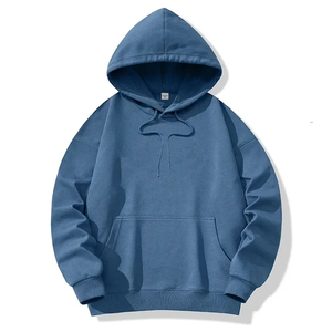 เสื้อฮู้ดผู้ชายสีน้ำเงิน พิมพ์ลายตัวอักษรรูปเปลวไฟด้านหน้า มีกระเป๋าจิงโจ้ สไตล์ลำลอง - Product Image 6