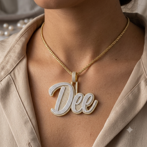 Men's 925 <b>silver</b> Moissanite Diamond Big pendant Iced Custom Letter <b>Initial</b> Cursive Name <b>Necklace</b> Bling Hip hop Rapper's Jewelry - Product Image 2
