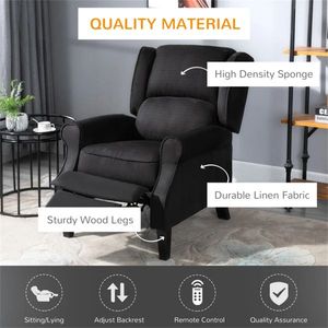 Single Wingback Sofa Black Recliner with Vibration Heat Features Push Back Massage Chair - Product Image 4