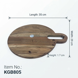 Tabla de cortar redonda de madera de acacia con asa, tabla de picar de madera, bandeja para servir queso para cocina, restaurante, venta al por mayor - Product Image 2