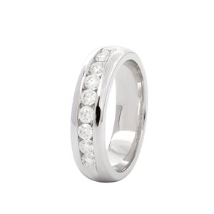 Bague de mariage en or blanc 14 carats avec 10 diamants ronds de 3 mm cultivés en laboratoire, sertis en canal, certifiée IGI, pour anniversaire - Product Image 4