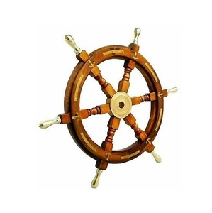 Wooden <b>Ship</b> <b>Wheel</b> Marine Dockside Companion Crafted to Complement Coastal Decorating with Refined Seafaring Influence - Product Image 4