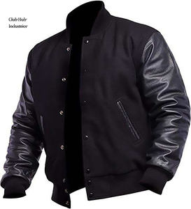 Chaqueta Varsity para Hombre, de Cuero de Oveja Auténtico, con Parches Bordados, Chaqueta de Béisbol para Hombre, de Cuero de Oveja - Product Image 1