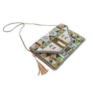Unique Design Hand Embroidered Jute <b>Sling</b> <b>Bag</b> with Geometric and Floral Motifs Handmade Ethnic Crossbody Available For Sale - Product Image 3