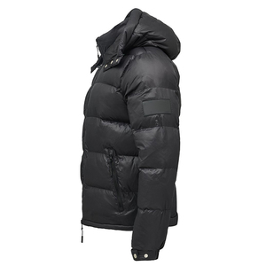 Manteau d'hiver pour homme avec logo personnalisé OEM, capuche amovible, coupe-vent, fermeture éclair, col montant, veste matelassée unisexe - Product Image 3