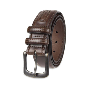 Ceintures en cuir de vachette marron formelles avec boucle à ardillon rectangulaire en fer, conception monobloc durable - Product Image 1