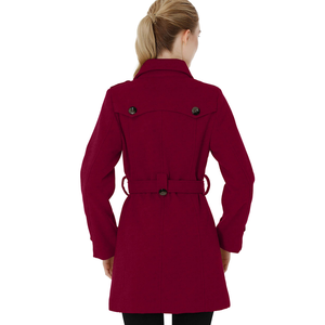 Manteau long élégant en coton et laine, veste d'hiver, coupe ajustée, trench-coat tendance, vêtements décontractés pour femmes - Product Image 4