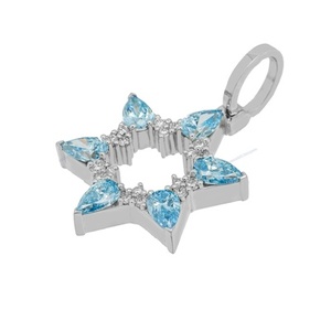 Recién llegado, corte de pera azul VVS Moissanite S925 Estrella de plata esterlina, colgante de tendencia completamente helado, regalo perfecto para cualquier ocasión - Product Image 2
