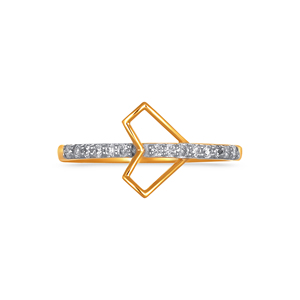 Bijoux raffinés pour femmes : Bague en or de qualité supérieure avec un diamant taille rond et un motif géométrique de feuilles serties de pierres complexes - Product Image 3