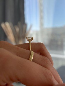 Anillo Solitario de Diamante Corte Princesa de 2.00CT, Cultivado en Laboratorio, Oro Amarillo de 14K, Regalo Sorpresa de Boda para Novia - Product Image 4