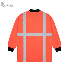Chaqueta de Seguridad de Alta Visibilidad Naranja Personalizada OEM, con Cuello y Puños Ribbed Negros en Contraste, Resistente a la Abrasión, con Parche en el Codo - Product Image 3
