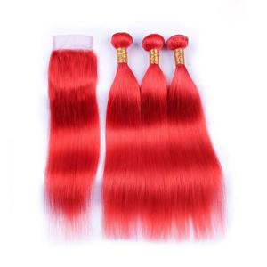 Cabello Humano Remy Brasileño Premium Rojo, Cómodo, Glamuroso, con Línea de Cabello Realista, Volumen Completo, Doble Trama a Máquina, Permanente - Product Image 1
