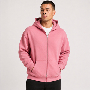 Men's relaxed zip hoodie made with smooth breathable fabric offering flexible comfort and clean street inspired daily wear - Product Image 1