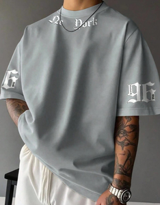 Camiseta de Cuello Redondo con Estampado de Letras a la Moda, Suave y Transpirable, de Manga Corta, Informal para Hombre, Verano, Bangladesh - Product Image 3