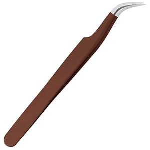 Pince à épiler professionnelle de précision en acier inoxydable à pointe incurvée dentelée pour extensions de cils, couleur personnalisée, classique, pour salon de beauté - Product Image 1