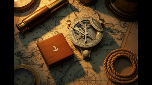 Astrolabe en laiton avec boîte en bois, instrument de navigation nautique vintage, décoration disponible chez Competitive Office Decor - Product Image 6
