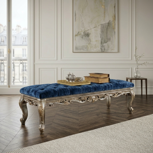 Banco <span class=keywords><strong>de</strong></span> Lujo Tapizado para Pie <span class=keywords><strong>de</strong></span> Cama |   Muebles para <span class=keywords><strong>Suite</strong></span> Principal <span class=keywords><strong>de</strong></span> Hotel <span class=keywords><strong>de</strong></span> 5 Estrellas |   Madera Tallada Neoclásica |   Fabricante Personalizado OEM - Product Image 5