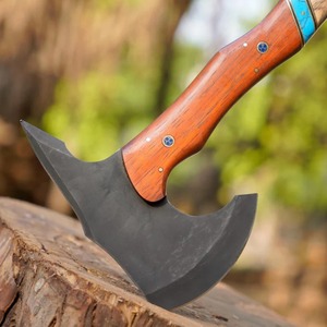 Custom Handmade Bushcraft <b>Axe</b> with Ash & Paddock Wood <b>Handle</b> | 1095 High Carbon Steel Outdoor Hatchet - Product Image 6