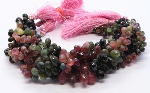 Perles en tourmaline naturelle multicolores facettées en forme de goutte 6x8MM, perles en pierres précieuses multicolores en forme de goutte de 8 pouces, perles en tourmaline en vrac - Product Image 6