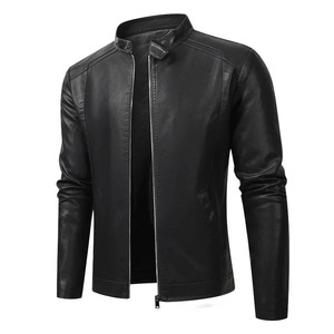 Fashionable <b>Warm</b> Thermal Leather <b>Jacket</b> Casual Slim Fit Biker Gear PU Stand Collar <b>Jacket</b> For Smooth Silhouette <b>jacket</b> for <b>men</b> - Product Image 3