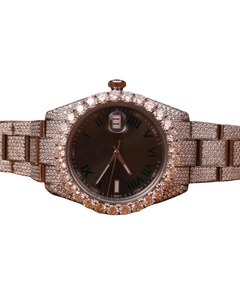 Montre de luxe classique carrée en acier inoxydable à quartz, sertie de diamants, pour homme, avec cadran noir romain en moissanite VVS, personnalisable, style Hip Hop - Product Image 1