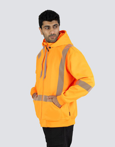 Sudadera de Seguridad Reflectante de Alta Visibilidad con Cremallera Completa, Ropa de Trabajo Impermeable de Poliéster para Construcción y Obras Viales - Product Image 3