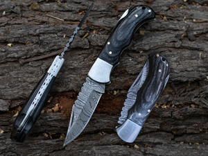 Cuchillo Plegable Profesional de Acero de Damasco Forjado a Mano, Grado Industrial, Táctico, Coleccionable, Personalizable OEM - Product Image 3