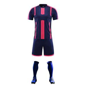 High Quality Breathable Men Jerseys <b>Soccer</b> Training Suit Navy Blue Pink Sport Team Uniform Adult Football Uniforms Shorts Set - Product Image 1
