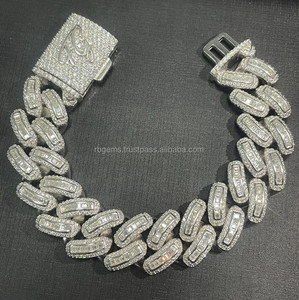 RB Gems Custom VVS Diamond Heart Cut 14K Gold Plated Iced Out Cuban <b>Bracelet</b> GIA Certified Premium Fine Romantic Jewelry for <b>Men</b> - Product Image 3