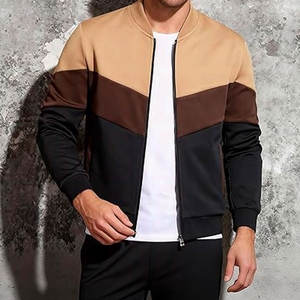 Blouson Bomber Léger Décontracté pour Homme, Style Universitaire Color Block, Idéal Printemps-Automne, Streetwear et Mode Extérieure - Product Image 2