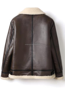 Chaqueta de Motociclista para Hombre, Estilo Retro, Primavera, Piel de Oveja Marrón, Cuello Alto con Capucha, Corte Regular, Impermeable, Transpirable y Resistente al Viento - Product Image 5