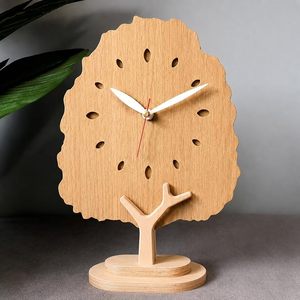 Wooden Desk <b>Clock</b> Oval <b>Table</b> <b>Clock</b> Quartz Movement Custom Logo Modern Geometric Home Office Decor - Product Image 4