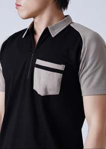 Top Design Men Color block Polo Shirt & <b>Pants</b> Set Black-Beige Contrast Design Casual Two-Piece Outfit Manufactured Tracksuit - Product Image 3