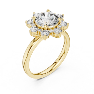 แหวนหมั้นเพชรทรงกลมเพาะเลี้ยงในห้องปฏิบัติการ ทองคำแท้ 14K ประดับเพชรแบบกลุ่มลายดอกไม้ น้ำหนัก 2.75 กะรัต DEF VVS รับรองโดย IGI เครื่องประดับเจ้าสาว ODM - Product Image 3