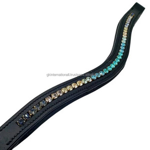 Banda ecuestre de cuero genuino para cejas de caballo, cadena de cristal negra de alta calidad - Product Image 1