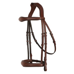 horse bridle dressage thick padded noseband black with <b>flash</b> & Leather horse halter - Product Image 2