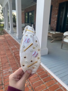 Nouveau Bandeau de Baseball Personnalisé avec Nom, Spécial Jour de Match, Fait Main, Rose, Noué, Lettres Perlées, Accessoire Cheveux Sportif pour Femme - Product Image 5