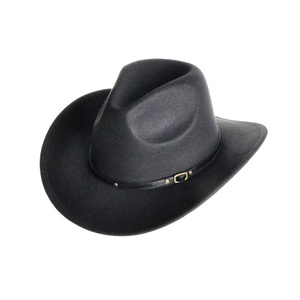 Chapeau de cowboy classique occidental en feutre polyester à large bord pour hommes et femmes, avec boucle de ceinture, pour adultes et enfants - Product Image 1