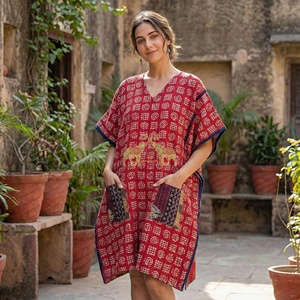 Vintage Cotton Gudri Cotton Handmade <b>Kantha</b> Quilted Kaftan Robe Boho Breathable Eco-Friendly Kaftan Dresses with Pocket - Product Image 5