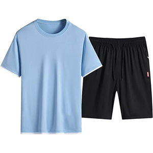 Ensemble décontracté 2 pièces pour homme, nouvelle collection été, 100% coton, t-shirt à manches courtes et short respirant - Product Image 2