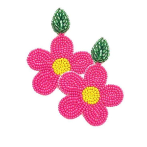 Pendientes de novia bordados a mano estilo bohemio con cuentas y anillo, pendientes nupciales de costura artesanal - Product Image 1