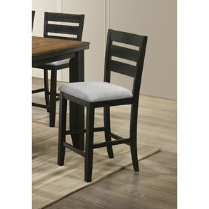 Contemporary Style 2pc Set Bar <b>Stool</b> Charcoal Finish Counter Height <b>Dining</b> Chair with Fabric Upholstery Wooden Furniture - Product Image 2