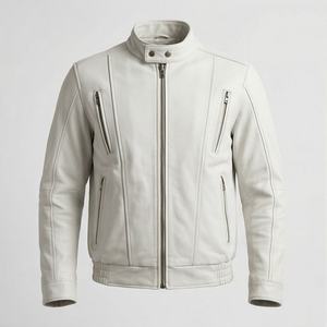 Veste en cuir pour homme NAI-0445A, manteaux de moto tendance, vêtements de motard en gros, équipement de protection pour la conduite, couleur personnalisée - Product Image 1