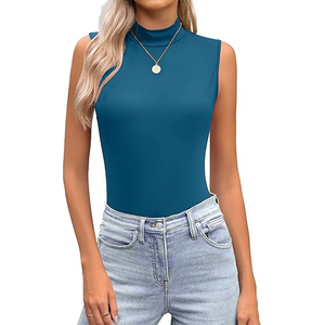 Body de Mujer sin Mangas con Cuello Simulado, Ajustado, Elástico, Estilo Casual, Básico, Color Sólido, 100% Poliéster, Invierno - Product Image 2